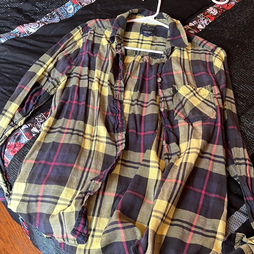 AE plaid boyfriend shirt